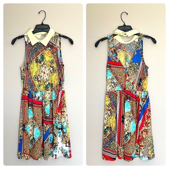 Audrey 3+1 Colorful Pattern V Back Dress - Picture 1 of 8